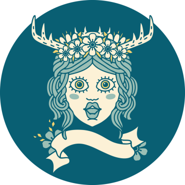 Bir insan tarafından çizilmiş Retro Dövme Tarzı İnsan Druidi