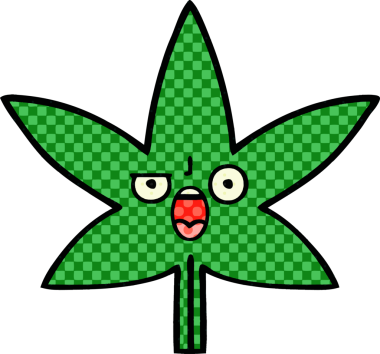 Bir insan tarafından çizilmiş marihuana yaprağının karikatürü.