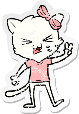 Bir insan tarafından çizilmiş karikatür bir kedinin sıkıntılı çıkartması.