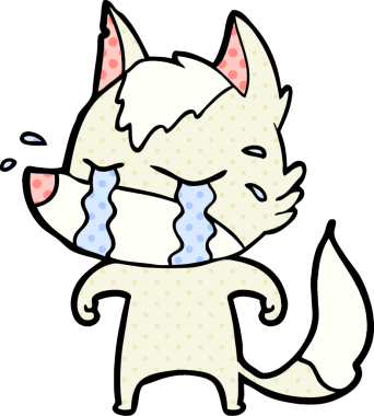 Bir insan tarafından çizilmiş ağlayan kurt çizgi filmi.