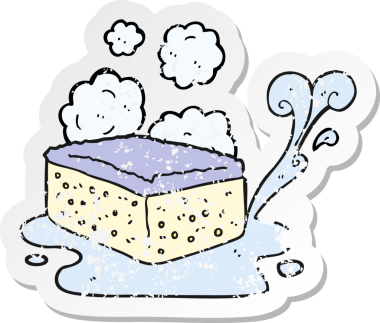 Bir insan tarafından çizilmiş karikatür süngerinin gerilmiş yapıştırması.