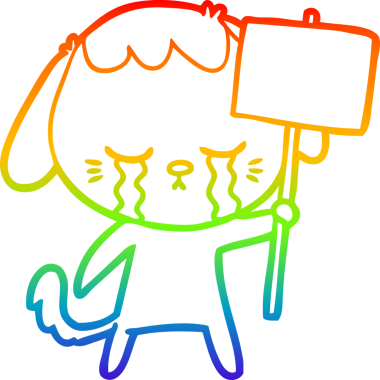 gökkuşağı gradyan çizimi bir insan tarafından çizilmiş ağlayan çizgi köpek çizimi