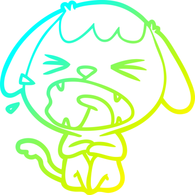 Bir insan tarafından çizilmiş şirin bir çizgi köpeğin soğuk gradyan çizgisi.