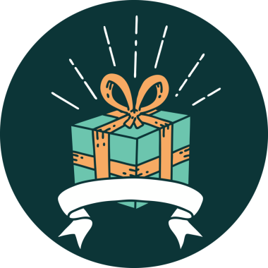 Bir insan tarafından çizilmiş dövme stili bir Noel hediyesi.