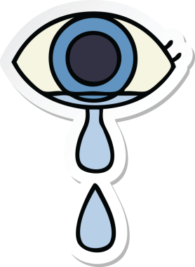 Bir insan tarafından çizilmiş ağlayan şirin bir çizgi filmin çıkartması.