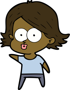 Çizgi film kızı somurtuyor bir insan tarafından