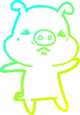 Bir insan tarafından çizilmiş kızgın bir domuzun soğuk çizgi çizimi.