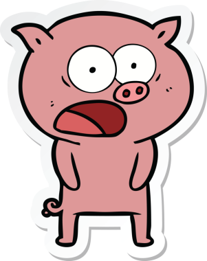 Bir insan tarafından çizilmiş domuz çizgi filmi etiketi.