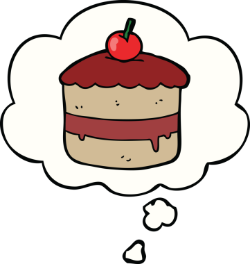 Bir insan tarafından çizilmiş düşünce balonlu çizgi film pastası.