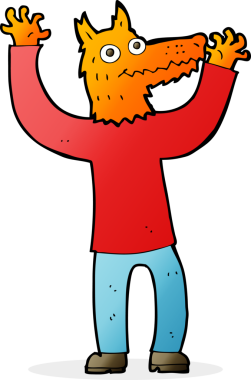 Bir insan tarafından çizilmiş tilki adam.