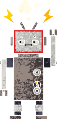 Bir insan tarafından çizilmiş bir robotun retro çizim tarzı karikatürü