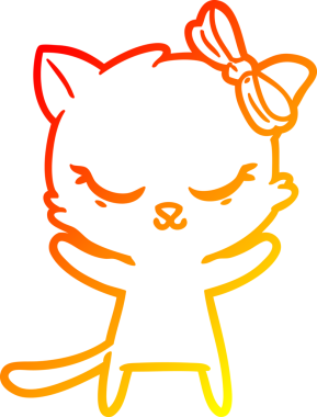 Bir insan tarafından çizilmiş sevimli bir çizgi film kedisinin sıcak çizgi çizimi