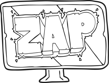 Bir insan tarafından çizilen serbest çizim siyah beyaz çizgi film zap ekranı