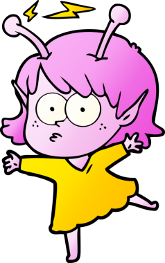 Bir insan tarafından çizilmiş uzaylı kız.