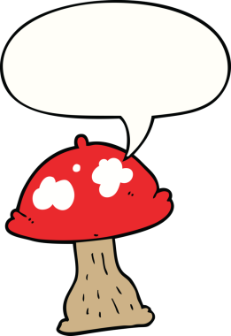 Bir insan tarafından çizilmiş konuşma baloncuklu mantar.