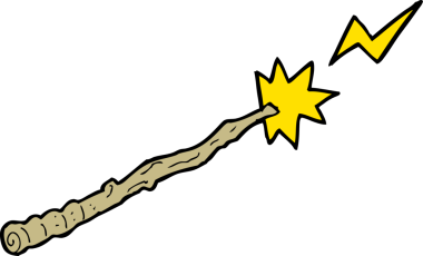 bir insan tarafından çizilmiş sihirli bir değnek.