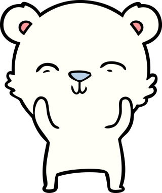 Bir insan tarafından çizilmiş mutlu kutup ayısı karikatürü