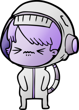 Bir insan tarafından çizilmiş kızgın uzay kızı.