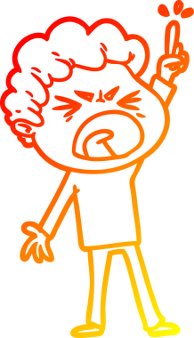 Bir insan tarafından çizilmiş kızgın bir adamın çizgi film çizimi.