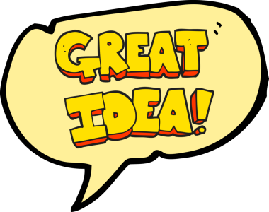 Bir insan tarafından çizilmiş serbest konuşma balonu karikatürü Harika bir fikir sembolü