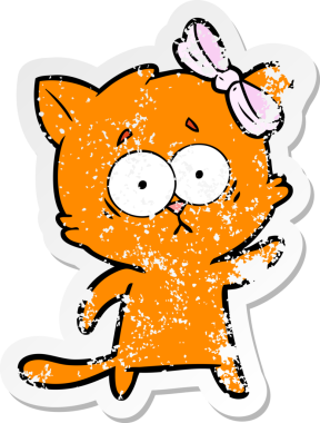 Bir insan tarafından çizilmiş karikatür bir kedinin sıkıntılı çıkartması.