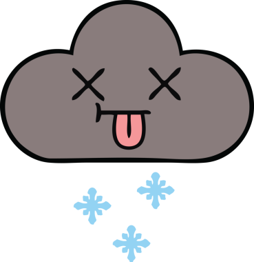 Bir insan tarafından çizilmiş kar bulutunun sevimli karikatürü.