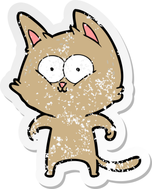 Bir insan tarafından çizilmiş karikatür bir kedinin sıkıntılı çıkartması.