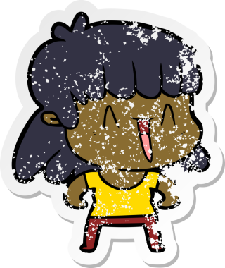 Bir insan tarafından çizilmiş karikatür bir kadının sıkıntılı çıkartması.