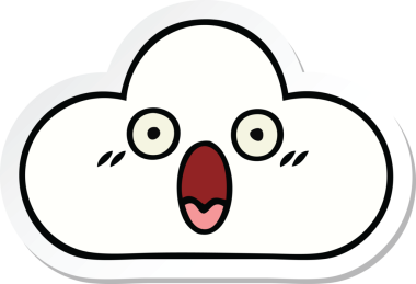 Bir insan tarafından çizilmiş şirin beyaz bulut etiketi.