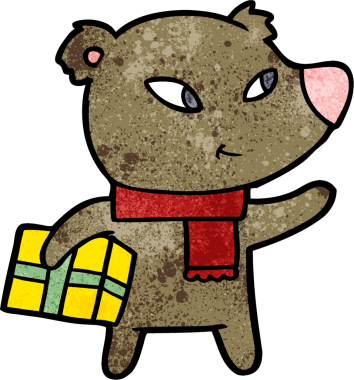 Bir insan tarafından çizilmiş şirin bir çizgi film Noel Ayısı.