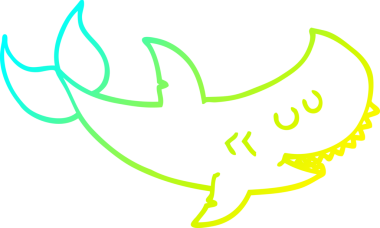 Bir insan tarafından çizilmiş bir karikatür köpek balığı çizimi.