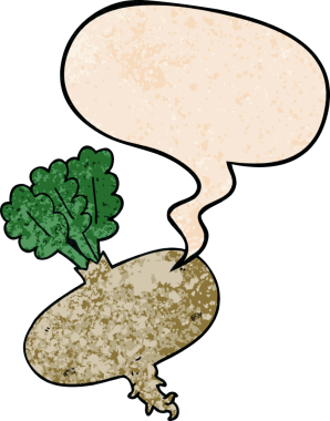 bir insan tarafından çizilmiş geçmişe dönük konuşma baloncuklu pancar kökü.