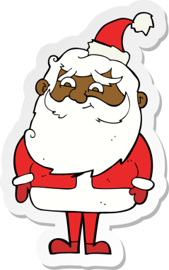 Bir insan tarafından çizilmiş Noel Baba çizgi filminin çıkartması.