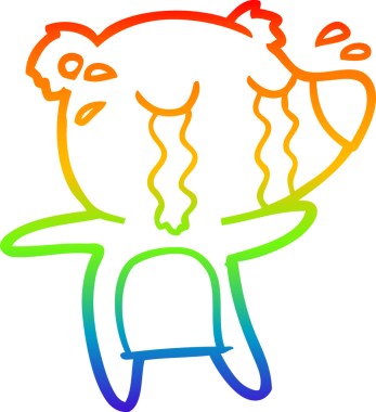 Gökkuşağı gradyan çizgi çizimi bir insan tarafından çizilmiş ağlayan ayı