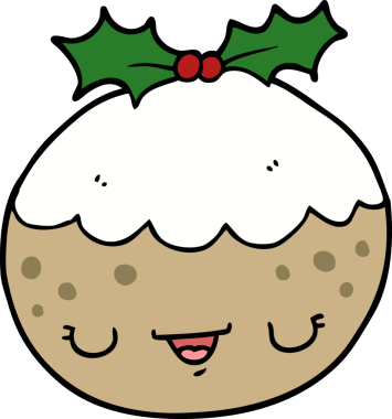 Bir insan tarafından çizilmiş tatlı bir Noel pudingi.