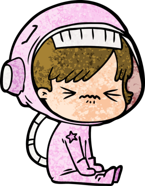 Bir insan tarafından çizilmiş kızgın uzay kızı.