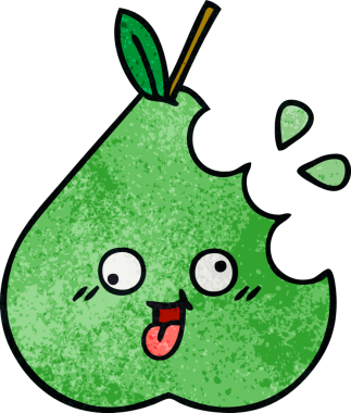 Bir insan tarafından çizilmiş yeşil armut retro grunge desen karikatürü