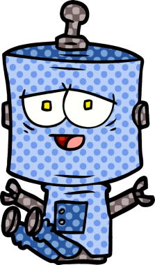 Bir insan tarafından çizilmiş çizgi film robotu