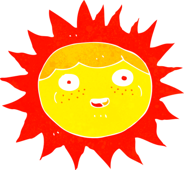 bir insan tarafından çizilmiş güneş çizgi film karakteri