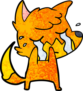 Bir insan tarafından çizilmiş ağlayan tilki çizgi filmi.