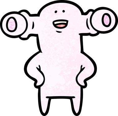 Bir insan tarafından çizilmiş dostane bir uzaylı çizgi filmi.