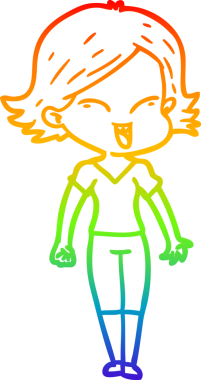 gökkuşağı gradyan çizimi mutlu bir çizgi film kızı bir insan tarafından çizildi