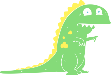 Bir insan tarafından çizilen dinazorun düz renk çizimi