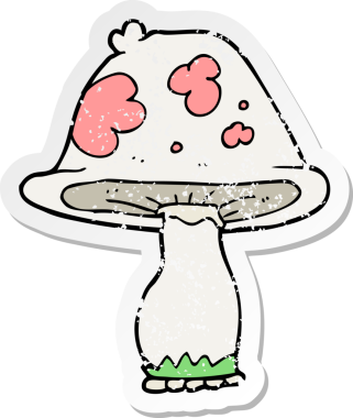 Bir insan tarafından çizilmiş karikatür mantarının gerilmiş yapıştırması.