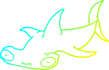 Bir insan tarafından çizilmiş bir karikatür çekiç başlı köpekbalığı çizimi.