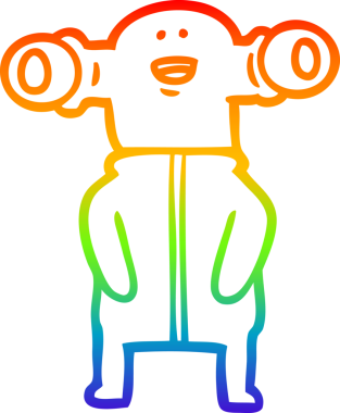 Gökkuşağı gradyan çizgisi, bir insan tarafından çizilmiş dost bir uzaylı çizgi filmi.