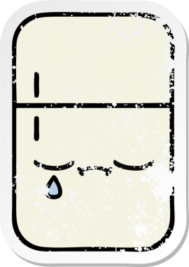 Bir insan tarafından çizilmiş şirin bir buzdolabının sıkıntılı çıkartması.