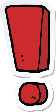 Bir insan tarafından çizilmiş karikatür ünlem etiketi.