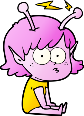 Bir insan tarafından çizilmiş uzaylı kız.