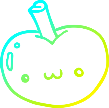 Bir insan tarafından çizilen elma karikatürünün soğuk gradyan çizimi